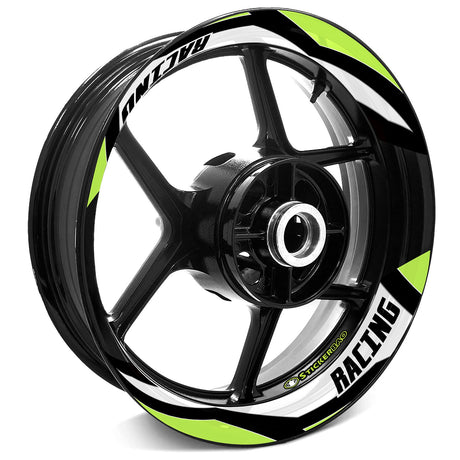 StickerBao Light Green 17 inch J10W Advanced 2-Piece Rim Sticker Universal Motorcycle Rim Wheel Decal For Kawasaki
