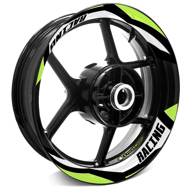 StickerBao Light Green 17 inch J10W Advanced 2-Piece Rim Sticker Universal Motorcycle Rim Wheel Decal For Kawasaki