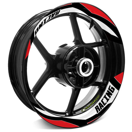 StickerBao Red J10W Advanced 2-Piece Rim Sticker Universal Motorcycle 17 inch Rim Wheel Decal For Triumph