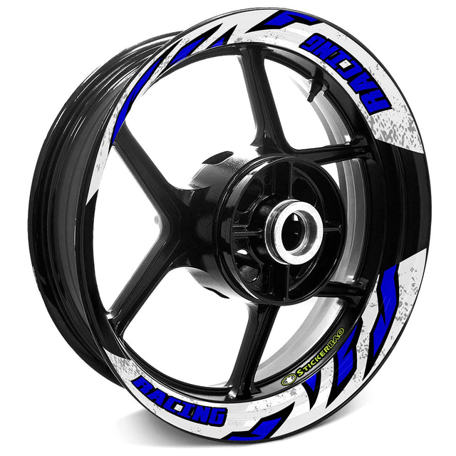 StickerBao Blue J12W Advanced 2-Piece Rim Sticker Universal Motorcycle 17 inch Rim Wheel Decal For Honda