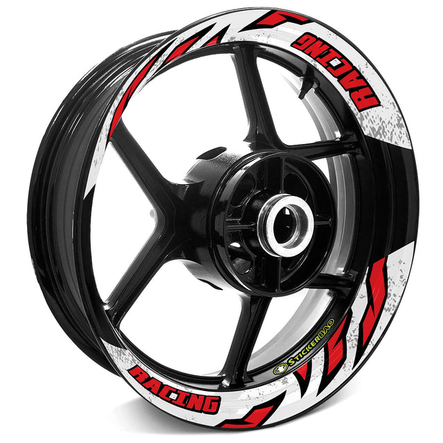 StickerBao Red Universal 17 inch Motorcycle J12W Advanced 2-Piece Rim Sticker Inner Edge Wheel Decal For Honda