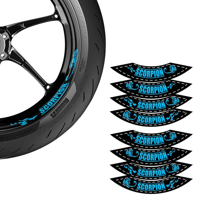 17 inch Rim Wheel Stickers SCORPION01 2-Piece Decal | For Kawasaki ZX-6R ZX-6RR ZX-7R ZX-9R StickerBao