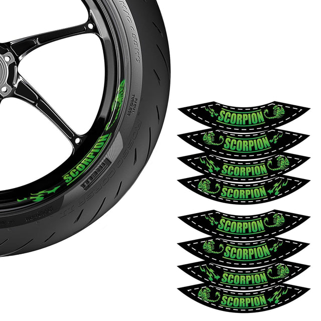 17 inch Rim Wheel Stickers SCORPION01 2-Piece Decal | For Kawasaki ZX-6R ZX-6RR ZX-7R ZX-9R StickerBao