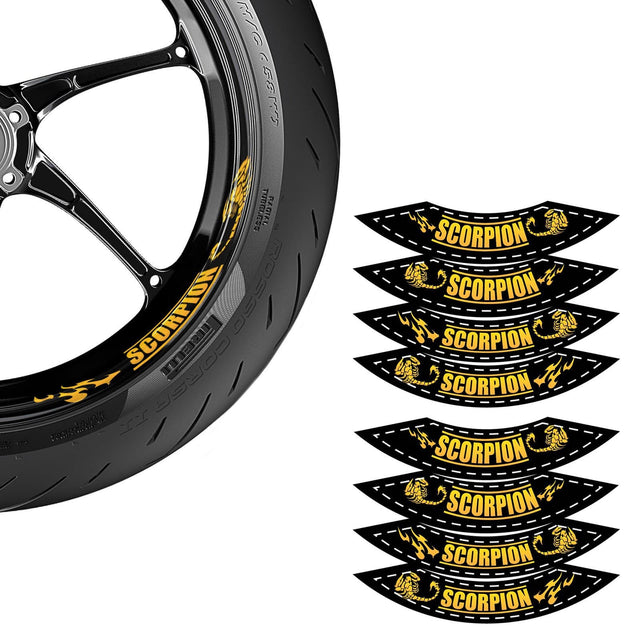 17 inch Rim Wheel Stickers SCORPION01 2-Piece Decal | For Kawasaki ZX-6R ZX-6RR ZX-7R ZX-9R StickerBao
