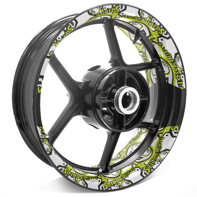 Long Road bike stickers 12-19 inch Rim Wheel Stickers Customized Pattern 2-Piece Decal.