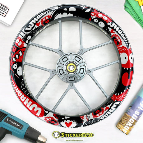 Cute Scary Monster T13 Rim Decal Whole Rim | For Honda CBR600RR Fireblade.