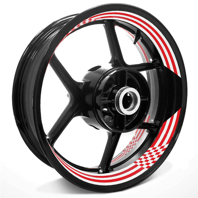 17 inch Rim Wheel Stickers C01W Check Grid White Inner Rim Decal | For Kawasaki Ninja 1000 SX 400 650 H2 R.