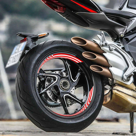17 inch Rim Wheel Stickers C01W Check Grid White Inner Rim Decal | For Kawasaki Ninja 1000 SX 400 650 H2 R.