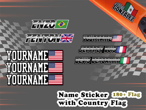 Name Sticker with Country Flag