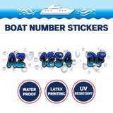 Custom Boat Registration Numbers Stickers Letter Decal 2pcs - Gradient Blue C002