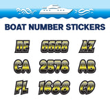 Custom Boat Registration Numbers Stickers Letter Decal 2pcs - Gradient Yellow C003