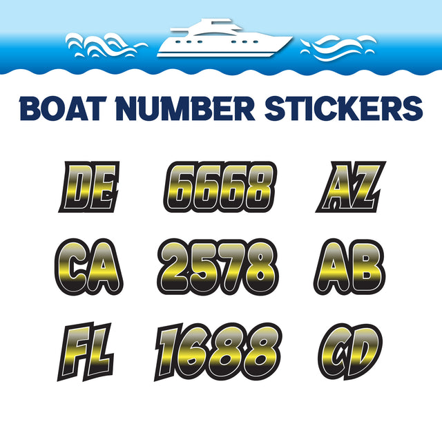 Custom Boat Registration Numbers Stickers Letter Decal 2pcs - Gradient Yellow C003