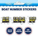 Custom Boat Registration Numbers Stickers Letter Decal 2pcs - Gradient Yellow C003