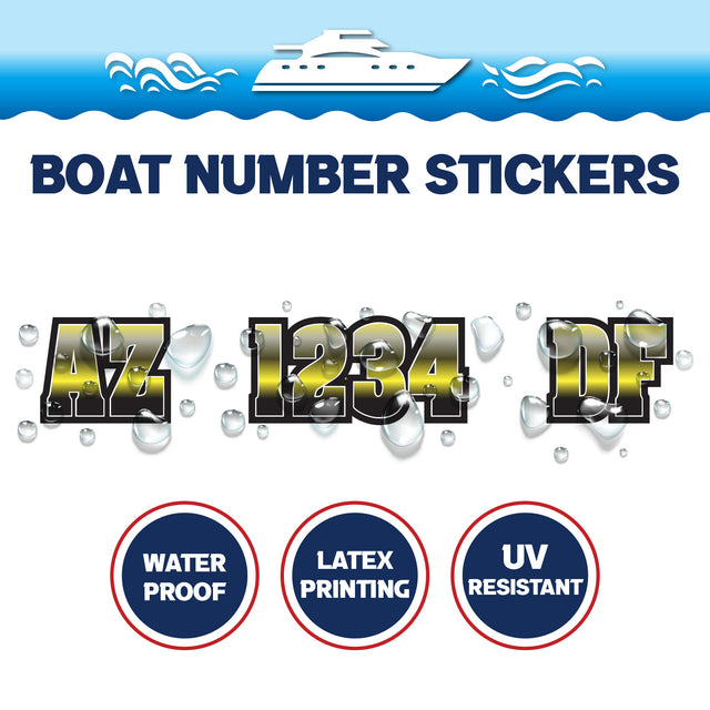 Custom Boat Registration Numbers Stickers Letter Decal 2pcs - Gradient Yellow C003