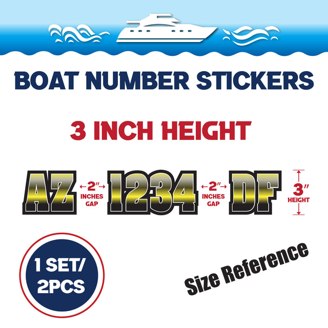 Custom Boat Registration Numbers Stickers Letter Decal 2pcs - Gradient Yellow C003