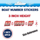 Custom Boat Registration Numbers Stickers Letter Decal 2pcs - Gradient Red C004