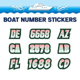 Custom Boat Registration Numbers Stickers Letter Decal 2pcs - Gradient Red Green C006