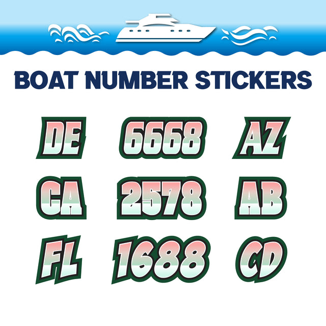 Custom Boat Registration Numbers Stickers Letter Decal 2pcs - Gradient Red Green C006