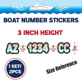 Custom Boat Registration Numbers Stickers Letter Decal 2pcs - Gradient Red Green C006