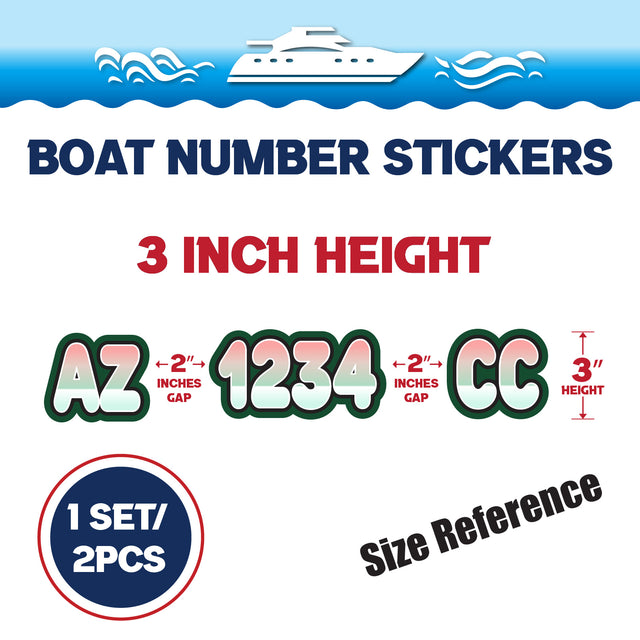 Custom Boat Registration Numbers Stickers Letter Decal 2pcs - Gradient Red Green C006