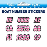 Custom Boat Registration Numbers Stickers Letter Decal 2pcs - Gradient Pink C007