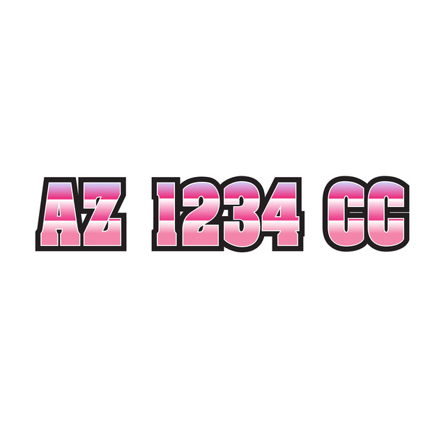 Custom Boat Registration Numbers Stickers Letter Decal 2pcs - Gradient Pink C007