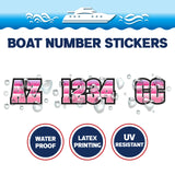 Custom Boat Registration Numbers Stickers Letter Decal 2pcs - Gradient Pink C007