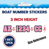 Custom Boat Registration Numbers Stickers Letter Decal 2pcs - Gradient Pink C007