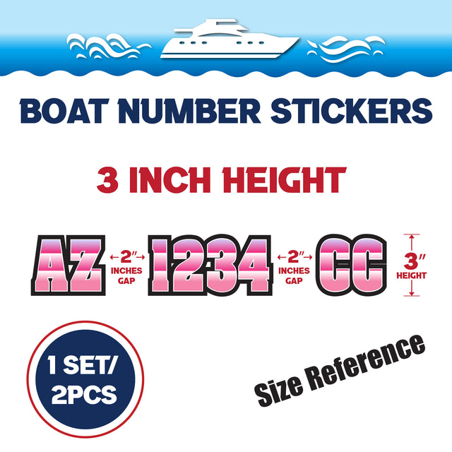 Custom Boat Registration Numbers Stickers Letter Decal 2pcs - Gradient Pink C007