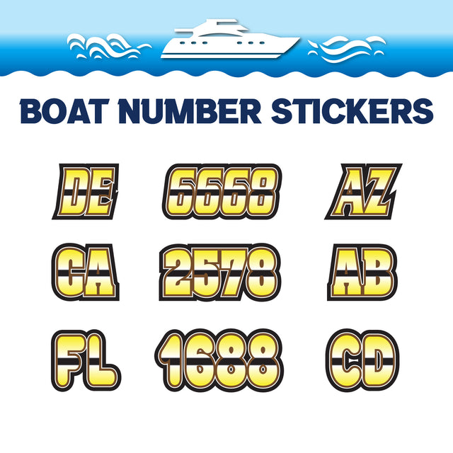 Custom Boat Registration Numbers Stickers Letter Decal 2pcs - Gradient Yellow C008