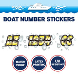 Custom Boat Registration Numbers Stickers Letter Decal 2pcs - Gradient Yellow C008