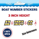 Custom Boat Registration Numbers Stickers Letter Decal 2pcs - Gradient Yellow C008