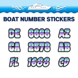 Custom Boat Registration Numbers Stickers Letter Decal 2pcs - Gradient Blue Purple C009