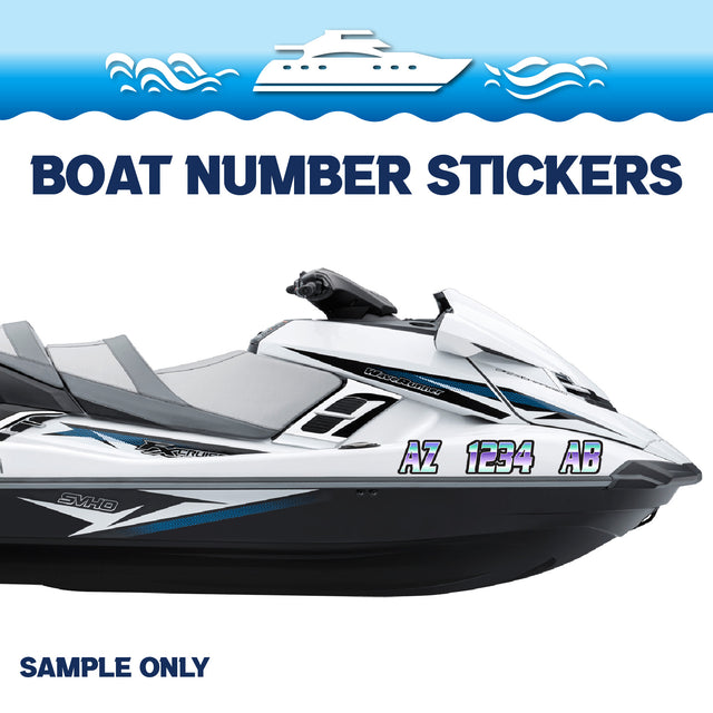 Custom Boat Registration Numbers Stickers Letter Decal 2pcs - Gradient Blue Purple C009