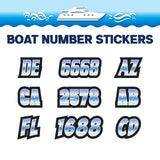 Custom Boat Registration Numbers Stickers Letter Decal 2pcs - Gradient Blue C010