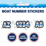 Custom Boat Registration Numbers Stickers Letter Decal 2pcs - Gradient Blue C010