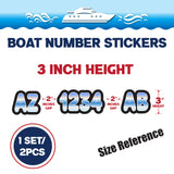 Custom Boat Registration Numbers Stickers Letter Decal 2pcs - Gradient Blue C010