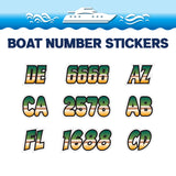 Custom Boat Registration Numbers Stickers Letter Decal 2pcs - Gradient Green Yellow C011