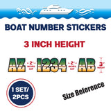 Custom Boat Registration Numbers Stickers Letter Decal 2pcs - Gradient Green Yellow C011