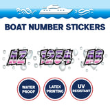 Custom Boat Registration Numbers Stickers Letter Decal 2pcs - Gradient Purple Pink C012