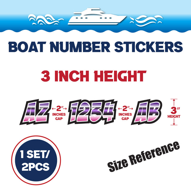 Custom Boat Registration Numbers Stickers Letter Decal 2pcs - Gradient Purple Pink C012