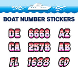 Custom Boat Registration Numbers Stickers Letter Decal 2pcs - Gradient Red Purple C013