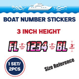 Custom Boat Registration Numbers Stickers Letter Decal 2pcs - Gradient Red Purple C013