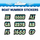 Custom Boat Registration Numbers Stickers Letter Decal 2pcs - Gradient Green C014