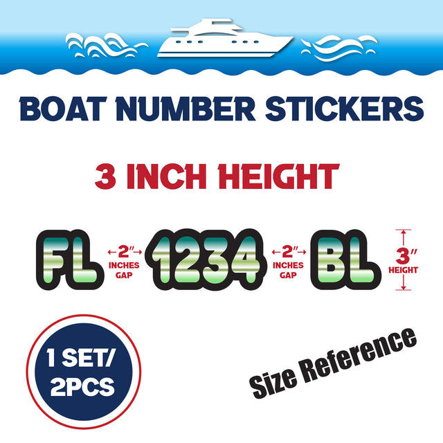 Custom Boat Registration Numbers Stickers Letter Decal 2pcs - Gradient Green C014