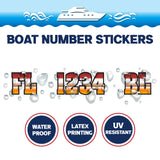 Custom Boat Registration Numbers Stickers Letter Decal 2pcs - Gradient Brown Orange C015