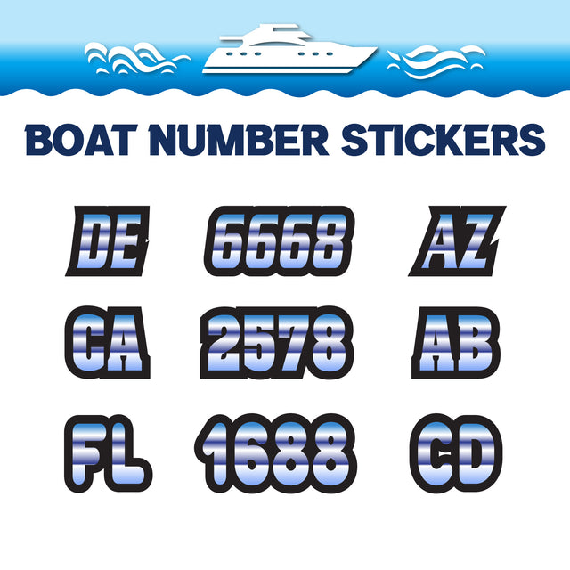 Custom Boat Registration Numbers Stickers Letter Decal 2pcs - Gradient Blue C016