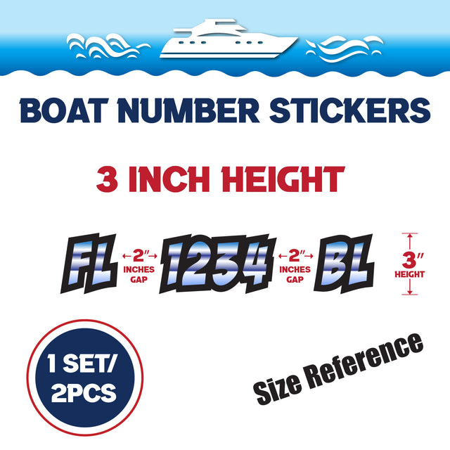 Custom Boat Registration Numbers Stickers Letter Decal 2pcs - Gradient Blue C016