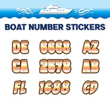 Custom Boat Registration Numbers Stickers Letter Decal 2pcs - Gradient Orange C017