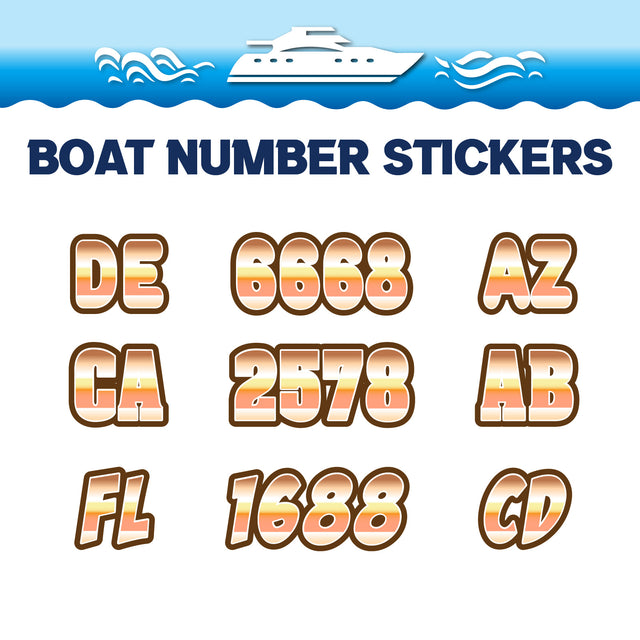 Custom Boat Registration Numbers Stickers Letter Decal 2pcs - Gradient Orange C017